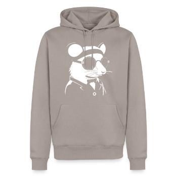 Drôle de rats fantaisie avec des lunettes de soleil Rat de compagnie - Sweat à capuche Premium bio Homme - taupe - Devant - Nico (187cm)