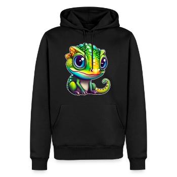 Mignon petit caméléon - Sweat à capuche Premium bio Homme - noir - Devant - Nico (187cm)