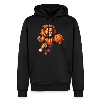 Basketteur Lion - Sweat à capuche Premium bio Homme - noir - Devant - Nico (187cm)