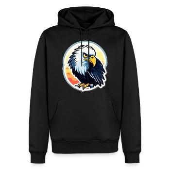 Dessin d’oiseau aigle - Sweat à capuche Premium bio Homme - noir - Devant - Nico (187cm)