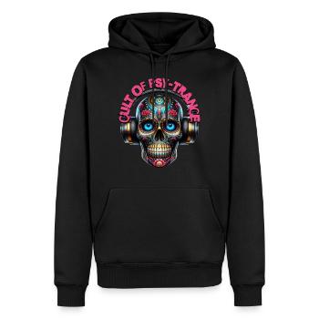CULT OF PSY-TRANCE - Cool Skull with Headphones! - Men’s Premium Organic Hoodie - black - Front - Nico (187cm)