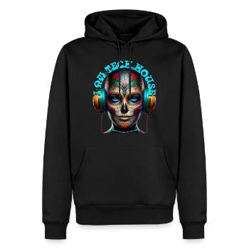 I AM TECH HOUSE - Cool Human with Headphones! - Men’s Premium Organic Hoodie - black - Front - Nico (187cm)