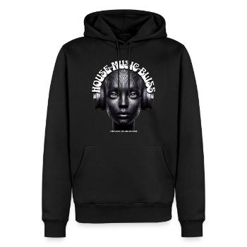 HOUSE MUSIC BLISS - Cool Woman with Headphones! - Men’s Premium Organic Hoodie - black - Front - Nico (187cm)