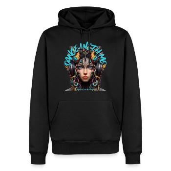 DANCE WITH ME - Cool Woman with Headphones! - Men’s Premium Organic Hoodie - black - Front - Nico (187cm)