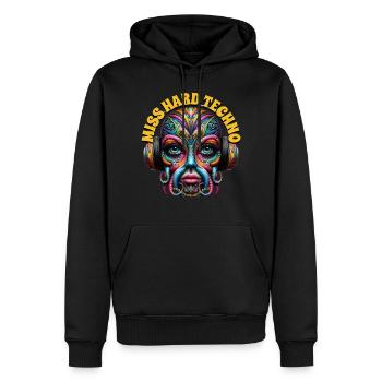 MISS HARD TECHNO - Cool Creature with Headphones! - Men’s Premium Organic Hoodie - black - Front - Nico (187cm)