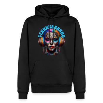 TEKKKKKKKKNO - Cool Dude with Headphones! - Men’s Premium Organic Hoodie - black - Front - Nico (187cm)
