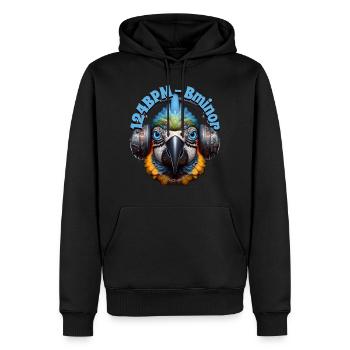 124BPM Bminor - Cute Parrot with Headphones! - Men’s Premium Organic Hoodie - black - Front - Nico (187cm)