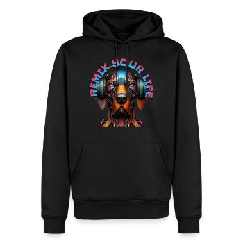 REMIX YOUR LIFE - German Pointer with Headphones! - Men’s Premium Organic Hoodie - black - Front - Nico (187cm)