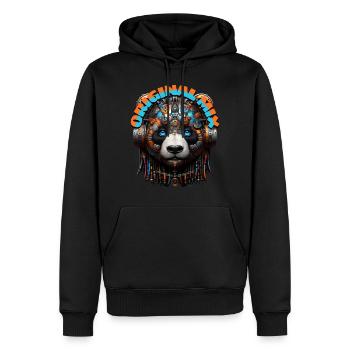 ORIGINAL MIX - Cool Panda with Headphones! - Men’s Premium Organic Hoodie - black - Front - Nico (187cm)