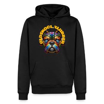OLDSKOOL KLUBBER - Cool Bulldog with Headphones! - Men’s Premium Organic Hoodie - black - Front - Nico (187cm)