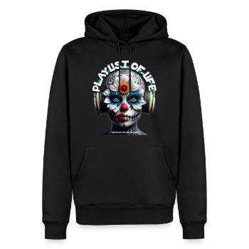 PLAYLIST OF LIFE – Cool Creature with Headphones! - Men’s Premium Organic Hoodie - black - Front - Nico (187cm)