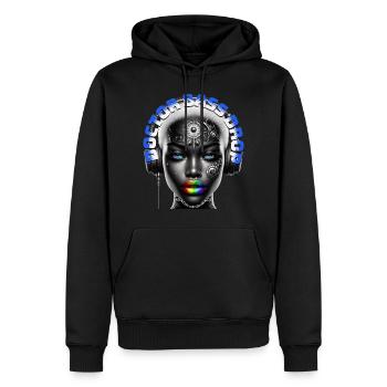 DOCTOR BASS DROP - Cool Woman with Headphones! - Men’s Premium Organic Hoodie - black - Front - Nico (187cm)