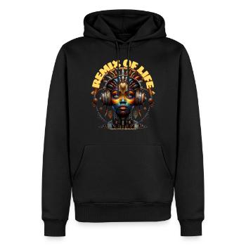 REMIX OF LIFE – Cool Princess with Headphones! - Men’s Premium Organic Hoodie - black - Front - Nico (187cm)