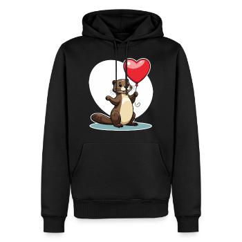 Coeur de loutre - Saint-Valentin - Sweat à capuche Premium bio Homme - noir - Devant - Nico (187cm)