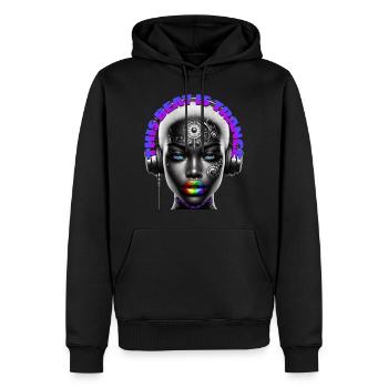 THIS BEAT IS TRANCE - Cool Woman with Headphones! - Men’s Premium Organic Hoodie - black - Front - Nico (187cm)