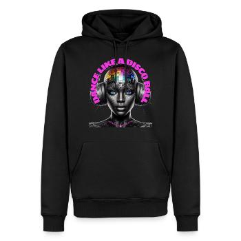 DANCE LIKE A DISCO BALL - Cool Woman & Headphones! - Men’s Premium Organic Hoodie - black - Front - Nico (187cm)