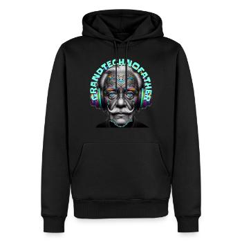 GRANDTECHNOFATHER - Cool Grandpa with Headphones! - Men’s Premium Organic Hoodie - black - Front - Nico (187cm)