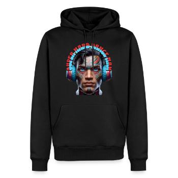 SUPER HARD DANCE MAN - Cool Dude with Headphones! - Men’s Premium Organic Hoodie - black - Front - Nico (187cm)