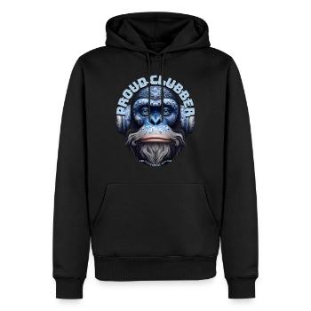 PROUD CLUBBER - Cool Orangutan with Headphones! - Men’s Premium Organic Hoodie - black - Front - Nico (187cm)