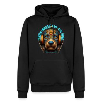 TECH HOUSE 126-132 BPM - Labradoodle & Headphones! - Men’s Premium Organic Hoodie - black - Front - Nico (187cm)