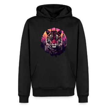 Tiger Tigerkopf Raubkatze Raubtier Stadt Neon - Männer Premium Bio Hoodie - Schwarz - Vorne - Nico (187cm)