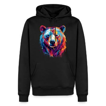 Colorful bear paint blobs paint splashes - Men’s Premium Organic Hoodie - black - Front - Nico (187cm)