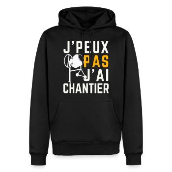 Ich kann nicht, ich habe eine Baustelle - Männer Premium Bio Hoodie - Schwarz - Vorne - Nico (187cm)