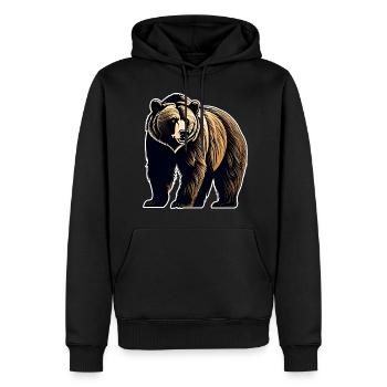 Stolzer Bär - Männer Premium Bio Hoodie - Schwarz - Vorne - Nico (187cm)