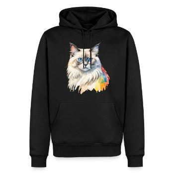 Birmakatze Wasserfarben - Männer Premium Bio Hoodie - Schwarz - Vorne - Nico (187cm)