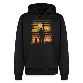 Chasse chasse avec chien rétro vintage - Sweat à capuche Premium bio Homme - noir - Devant - Nico (187cm)