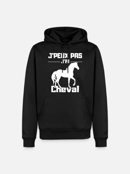 J'Peux pas j'ai Cheval - Sweat à capuche Premium bio Homme - noir