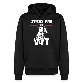 J'Peux pas j'ai VTT - Sweat à capuche Premium bio Homme - noir - Devant - Nico (187cm)
