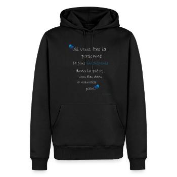 Cherchez la Pièce Qui Vous Élève - Sweat à capuche Premium bio Homme - noir - Devant - Nico (187cm)