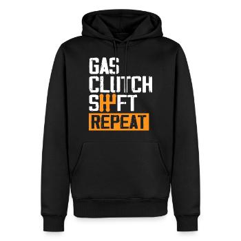 Gas Clutch Shift Repeat Car Lover Engine Mechanic - Men’s Premium Organic Hoodie - black - Front - Nico (187cm)