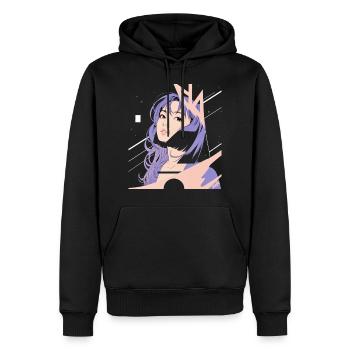 Weltraum-Nostalgie ✨ - Männer Premium Bio Hoodie - Schwarz - Vorne - Nico (187cm)