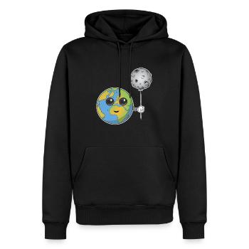 La Terre avec un ballon lunaire - Sweat à capuche Premium bio Homme - noir - Devant - Nico (187cm)