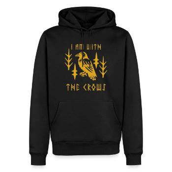 Je suis avec les corbeaux - Motif nordique - Corbeau - Sweat à capuche Premium bio Homme - noir - Devant - Nico (187cm)