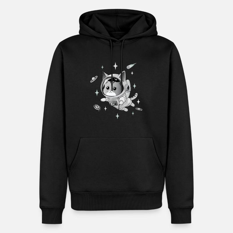 Chat astronaute - Sweat à capuche Premium bio Homme - noir