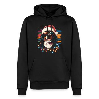 Bouvier bernois avec lunettes de soleil chapeau de Noël - Sweat à capuche Premium bio Homme - noir - Devant - Nico (187cm)