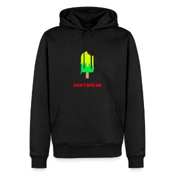 Ne me mords pas la crème glacée jaune - Sweat à capuche Premium bio Homme - noir - Devant - Nico (187cm)