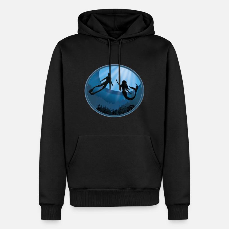 Plongeur avec sirène - Sweat à capuche Premium bio Homme - noir