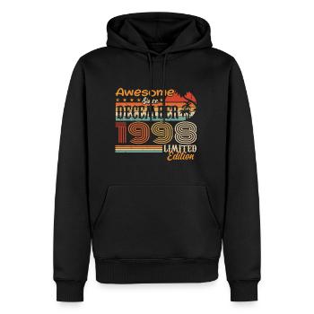 Retro Vintage légendaire anniversaire décembre 1998 - Sweat à capuche Premium bio Homme - noir - Devant - Nico (187cm)