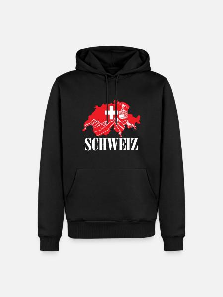 Suisse Carte Drapeau Suisse - Suisse - Sweat Ă capuche Premium bio Homme - noir