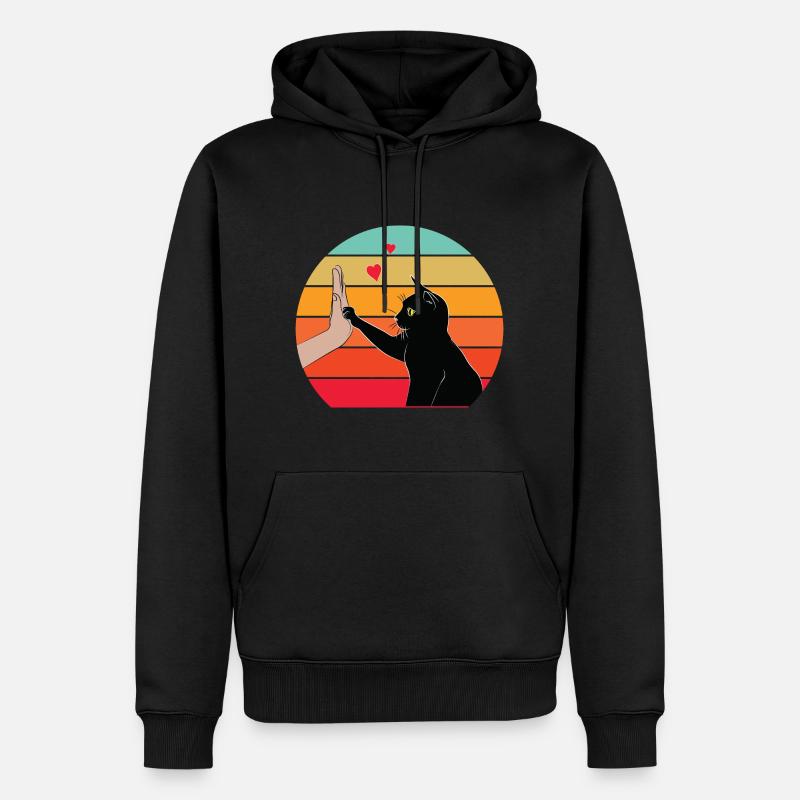 Katze High Five - Männer Premium Bio Hoodie - Schwarz