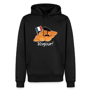 Bonjour Croissant - Drôle de cuisine française - Sweat à capuche Premium bio Homme - noir - Devant - Nico (187cm)