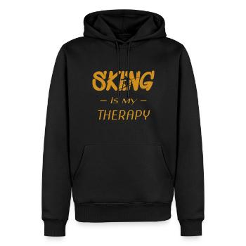 skiing is my therapy - Männer Premium Bio Hoodie - Schwarz - Vorne - Nico (187cm)
