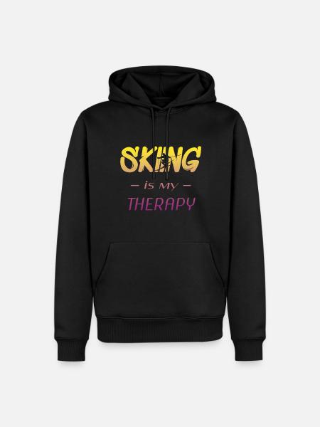 skiing is my therapy - Männer Premium Bio Hoodie - Schwarz
