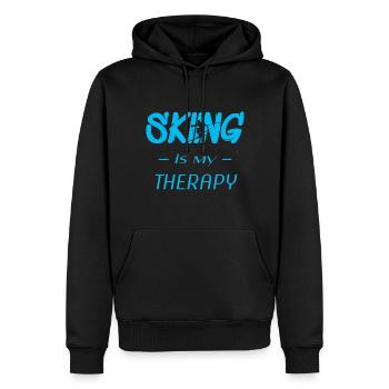 skiing is my therapy, ski, skifahren - Männer Premium Bio Hoodie - Schwarz - Vorne - Nico (187cm)