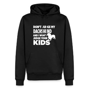 Don't Judge My Dachshund - Men’s Premium Organic Hoodie - black - Front - Nico (187cm)