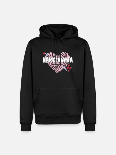 Häkelmama! Häkeln Mutter rosa Herz rot pink Mama - Männer Premium Bio Hoodie - Schwarz